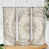 Tahitian Tiare Flower Skinny Tumbler Beige Polynesian Pattern
