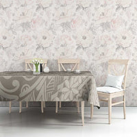 Tahitian Tiare Flower Tablecloth Beige Polynesian Pattern