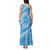 Tahitian Tiare Flower Tank Maxi Dress Blue Polynesian Pattern