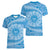 Tahitian Tiare Flower Women V-Neck T-Shirt Blue Polynesian Pattern