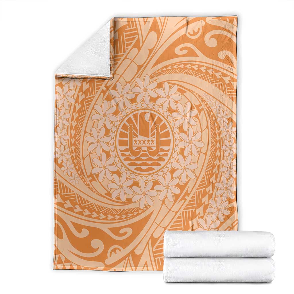 Tahitian Tiare Flower Blanket Gold Polynesian Pattern