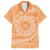 Tahitian Tiare Flower Family Matching Tank Maxi Dress and Hawaiian Shirt Gold Polynesian Pattern