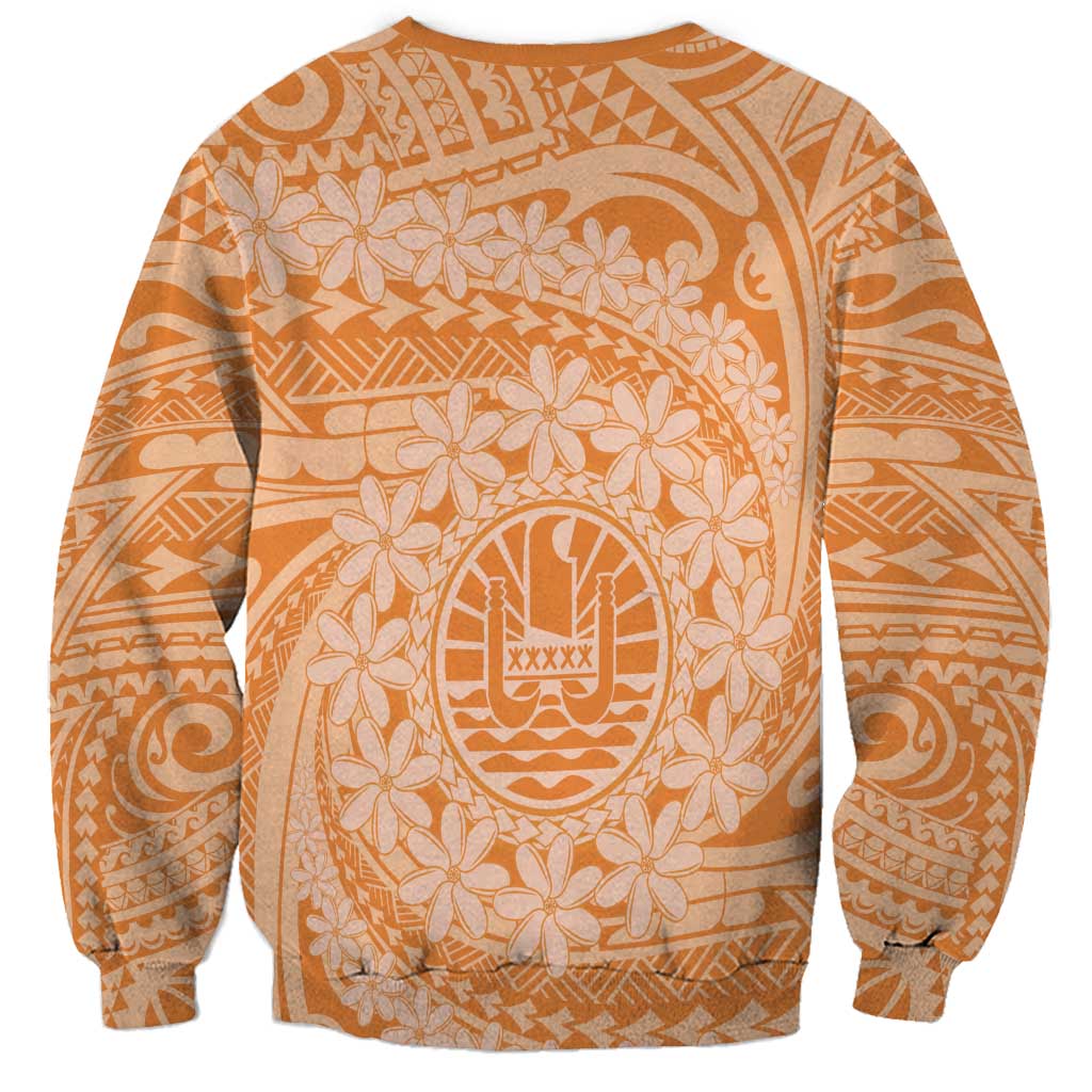 Tahitian Tiare Flower Sweatshirt Gold Polynesian Pattern