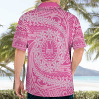 Tahitian Tiare Flower Hawaiian Shirt Pink Polynesian Pattern