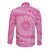 Tahitian Tiare Flower Long Sleeve Button Shirt Pink Polynesian Pattern