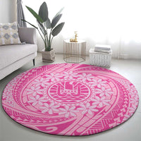 Tahitian Tiare Flower Round Carpet Pink Polynesian Pattern LT9 - Polynesian Pride