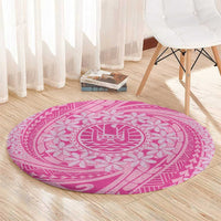 Tahitian Tiare Flower Round Carpet Pink Polynesian Pattern LT9 - Polynesian Pride
