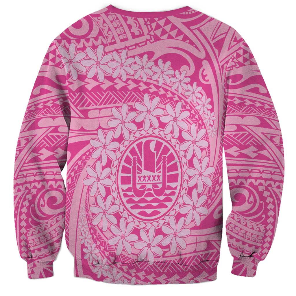 Tahitian Tiare Flower Sweatshirt Pink Polynesian Pattern LT9 - Polynesian Pride