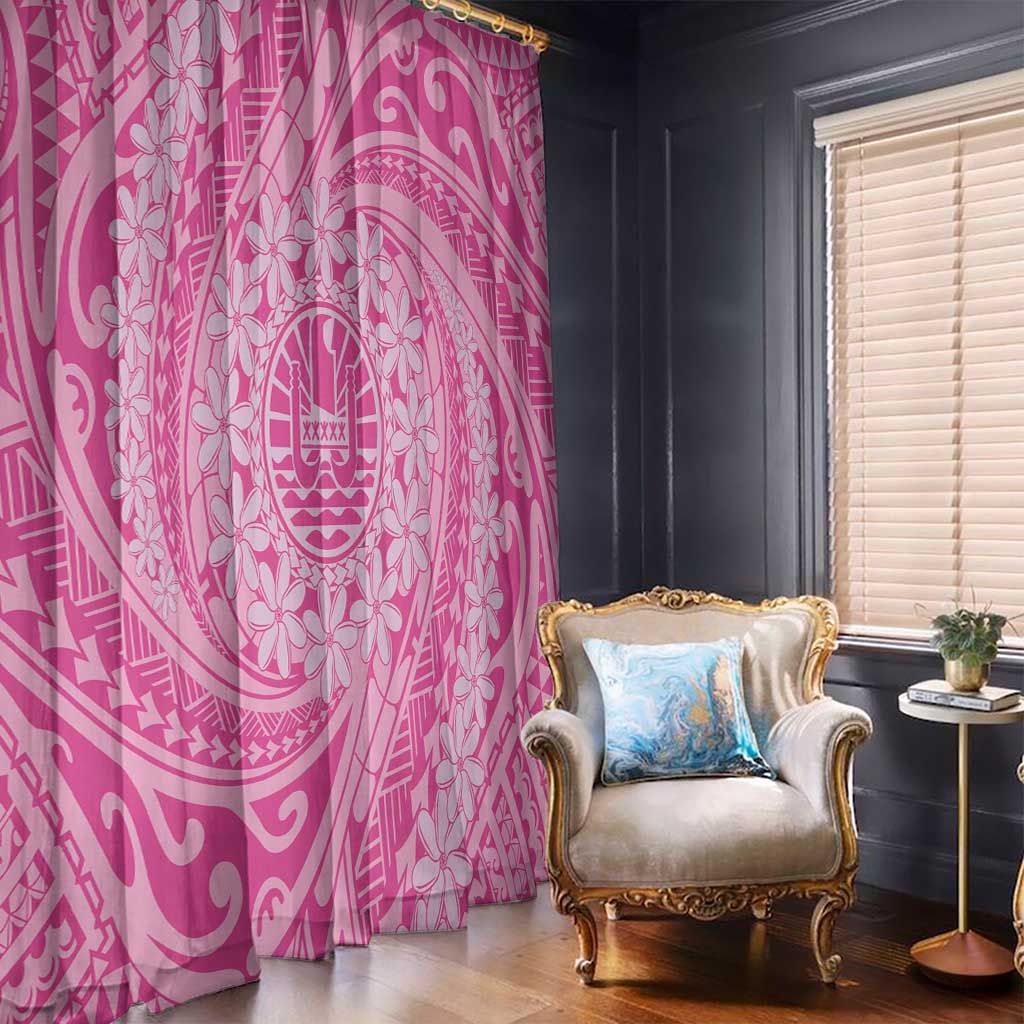 Tahitian Tiare Flower Window Curtain Pink Polynesian Pattern