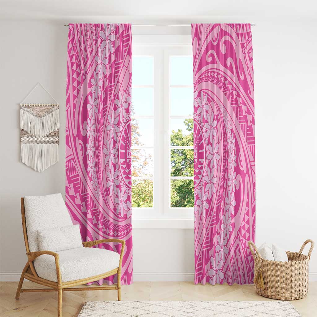 Tahitian Tiare Flower Window Curtain Pink Polynesian Pattern