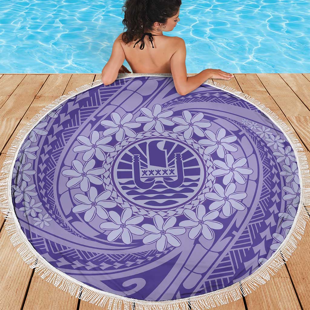 Tahitian Tiare Flower Beach Blanket Violet Polynesian Pattern