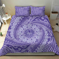 Tahitian Tiare Flower Bedding Set Violet Polynesian Pattern