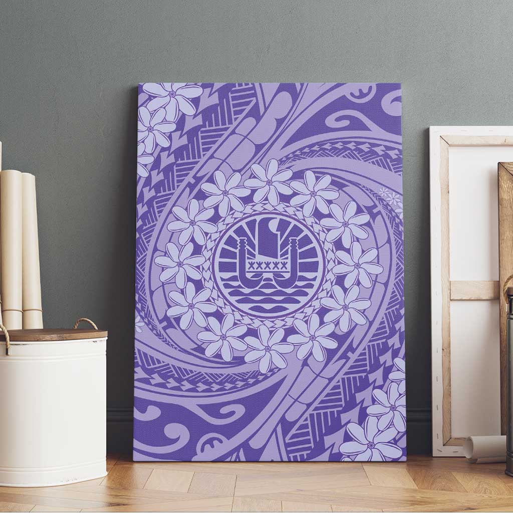Tahitian Tiare Flower Canvas Wall Art Violet Polynesian Pattern