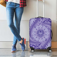 Tahitian Tiare Flower Luggage Cover Violet Polynesian Pattern