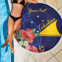 Personalised Tokelau Tropical Hibiscus Beach Blanket With Polynesian Plumeria Tattoo LT9 - Polynesian Pride