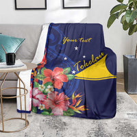 Personalised Tokelau Tropical Hibiscus Blanket With Polynesian Plumeria Tattoo