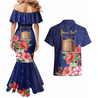 Personalised Tokelau Tropical Hibiscus Couples Matching Mermaid Dress and Hawaiian Shirt With Polynesian Plumeria Tattoo LT9 - Polynesian Pride