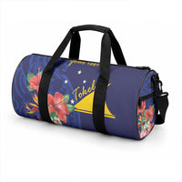 Personalised Tokelau Tropical Hibiscus Duffle Bag With Polynesian Plumeria Tattoo LT9 - Polynesian Pride