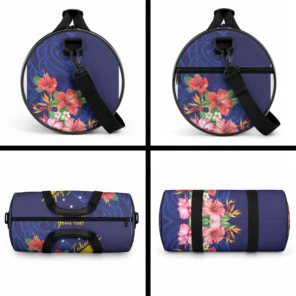 Personalised Tokelau Tropical Hibiscus Duffle Bag With Polynesian Plumeria Tattoo LT9 - Polynesian Pride