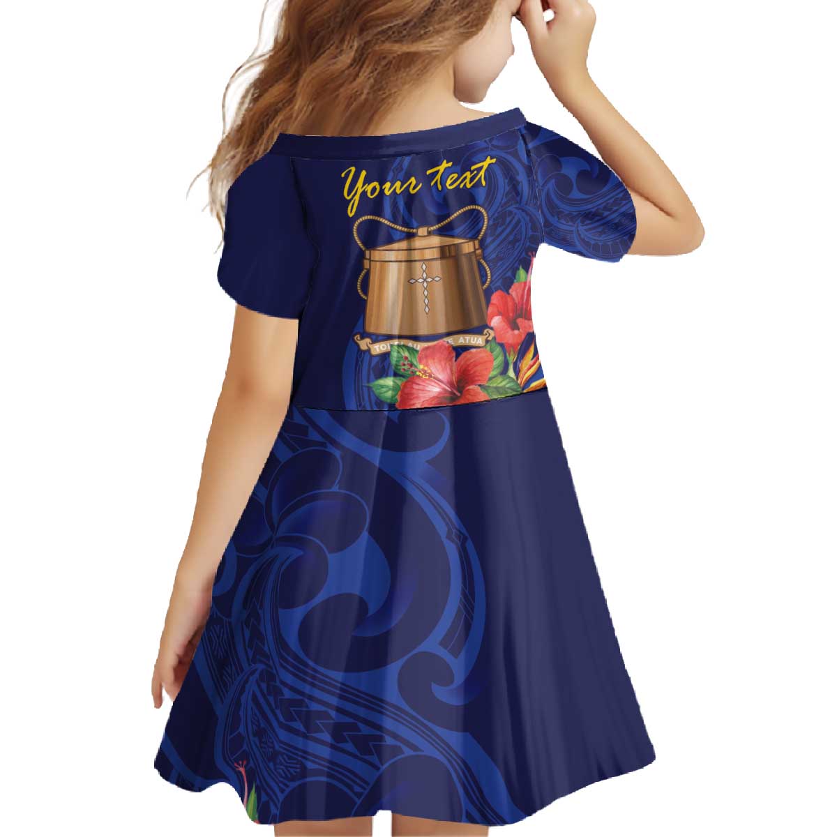 Personalised Tokelau Tropical Hibiscus Family Matching Off The Shoulder Long Sleeve Dress and Hawaiian Shirt With Polynesian Plumeria Tattoo LT9 - Polynesian Pride