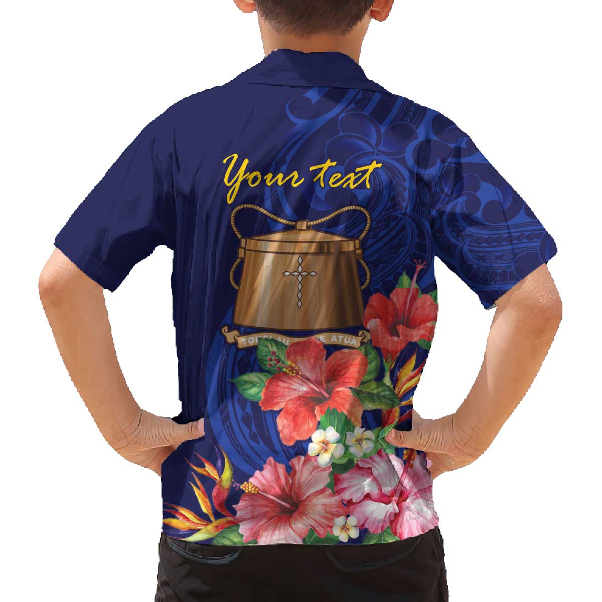 Personalised Tokelau Tropical Hibiscus Family Matching Puletasi and Hawaiian Shirt With Polynesian Plumeria Tattoo LT9 - Polynesian Pride