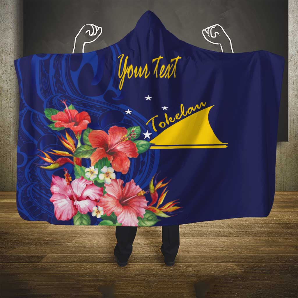 Personalised Tokelau Tropical Hibiscus Hooded Blanket With Polynesian Plumeria Tattoo LT9 - Polynesian Pride