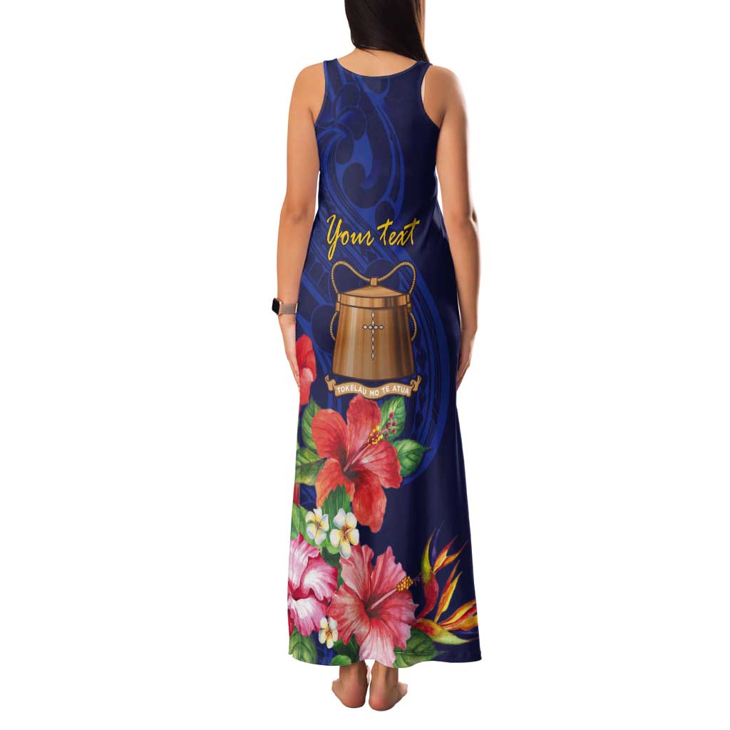 Personalised Tokelau Tropical Hibiscus Tank Maxi Dress With Polynesian Plumeria Tattoo