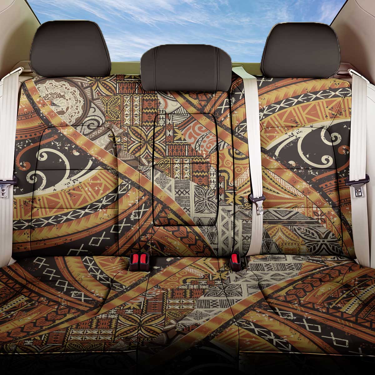 Hawaiian Style Tapa Back Car Seat Cover Vintage Seamless Pattern LT9 One Size Red - Polynesian Pride