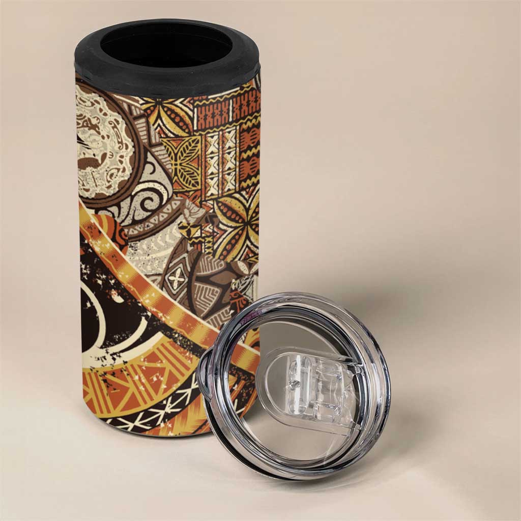 Hawaiian Style Tapa 4 in 1 Can Cooler Tumbler Vintage Seamless Pattern LT9 - Polynesian Pride