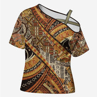Hawaiian Style Tapa Cross Shoulder Shirt Vintage Seamless Pattern - Polynesian Pride