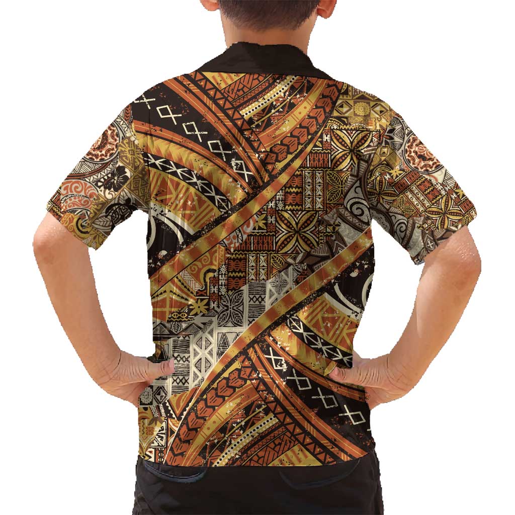 Hawaiian Style Tapa Family Matching Long Sleeve Bodycon Dress and Hawaiian Shirt Vintage Seamless Pattern - Polynesian Pride