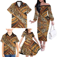 Hawaiian Style Tapa Family Matching Off The Shoulder Long Sleeve Dress and Hawaiian Shirt Vintage Seamless Pattern LT9 - Polynesian Pride