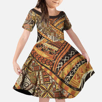 Hawaiian Style Tapa Family Matching Off Shoulder Maxi Dress and Hawaiian Shirt Vintage Seamless Pattern - Polynesian Pride