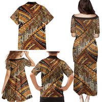 Hawaiian Style Tapa Family Matching Puletasi and Hawaiian Shirt Vintage Seamless Pattern - Polynesian Pride