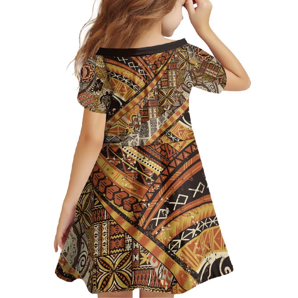 Hawaiian Style Tapa Family Matching Summer Maxi Dress and Hawaiian Shirt Vintage Seamless Pattern - Polynesian Pride