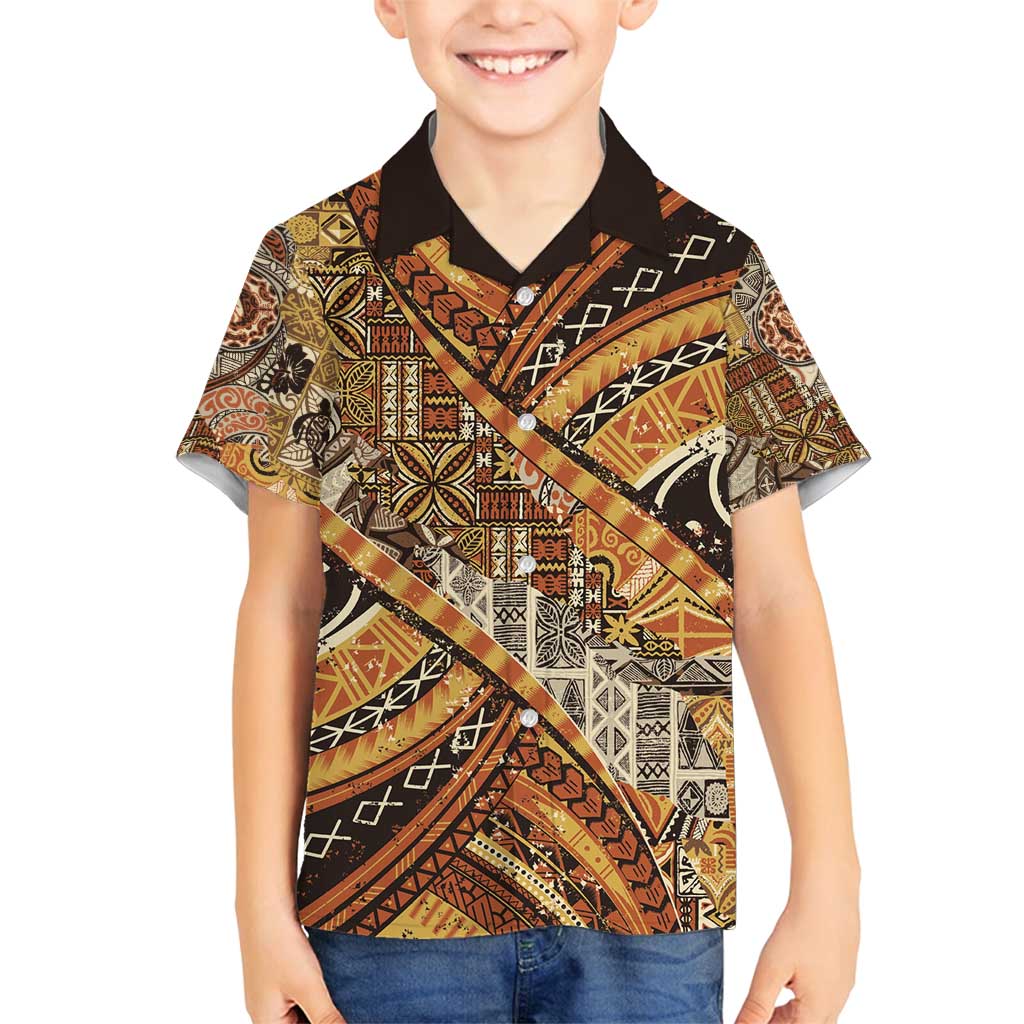 Hawaiian Style Tapa Family Matching Summer Maxi Dress and Hawaiian Shirt Vintage Seamless Pattern - Polynesian Pride