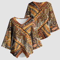 Hawaiian Style Tapa Kimono Sleeve Blouse Vintage Seamless Pattern - Polynesian Pride