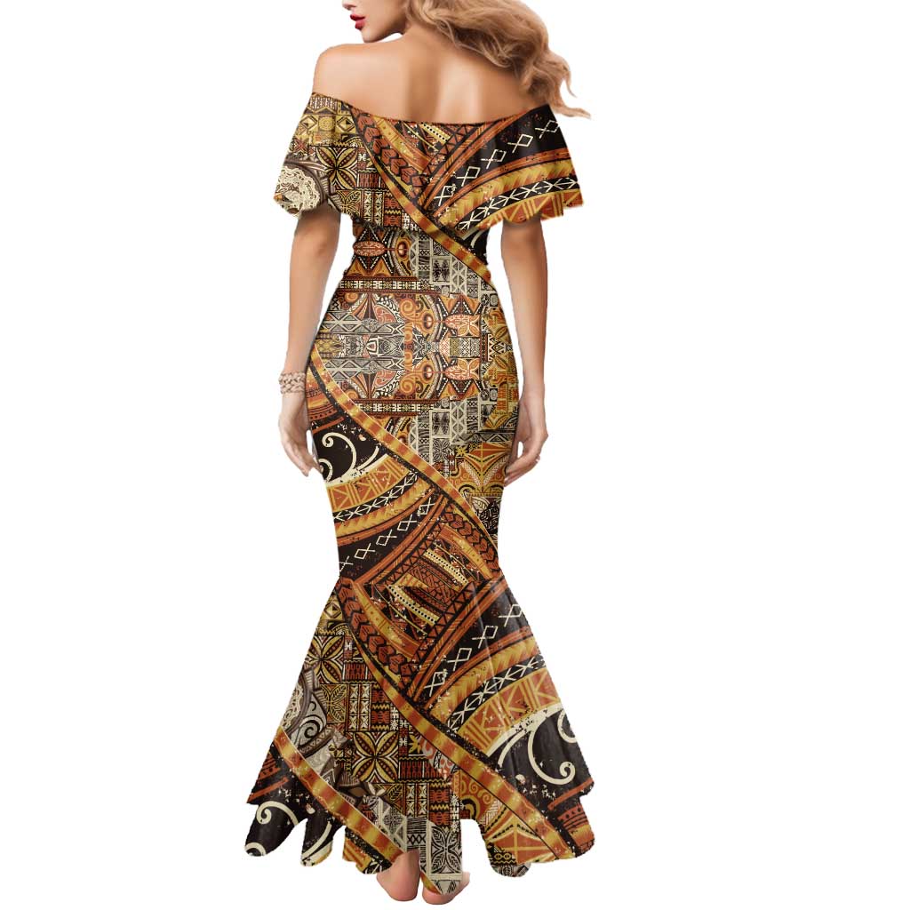 Hawaiian Style Tapa Mermaid Dress Vintage Seamless Pattern - Polynesian Pride