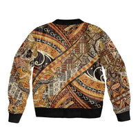 Hawaiian Style Tapa Sleeve Zip Bomber Jacket Vintage Seamless Pattern - Polynesian Pride