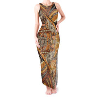 Hawaiian Style Tapa Tank Maxi Dress Vintage Seamless Pattern LT9 Women Red - Polynesian Pride
