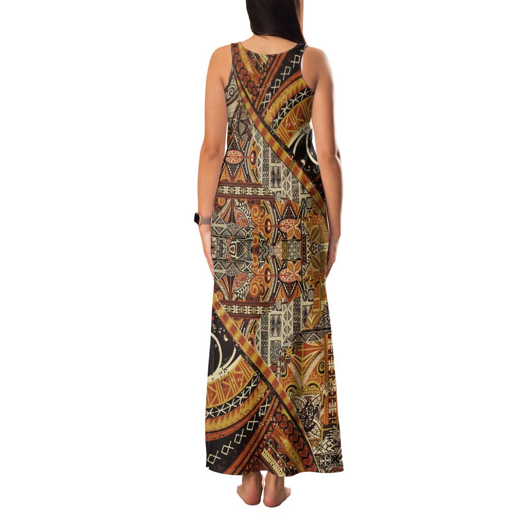 Hawaiian Style Tapa Tank Maxi Dress Vintage Seamless Pattern LT9 - Polynesian Pride