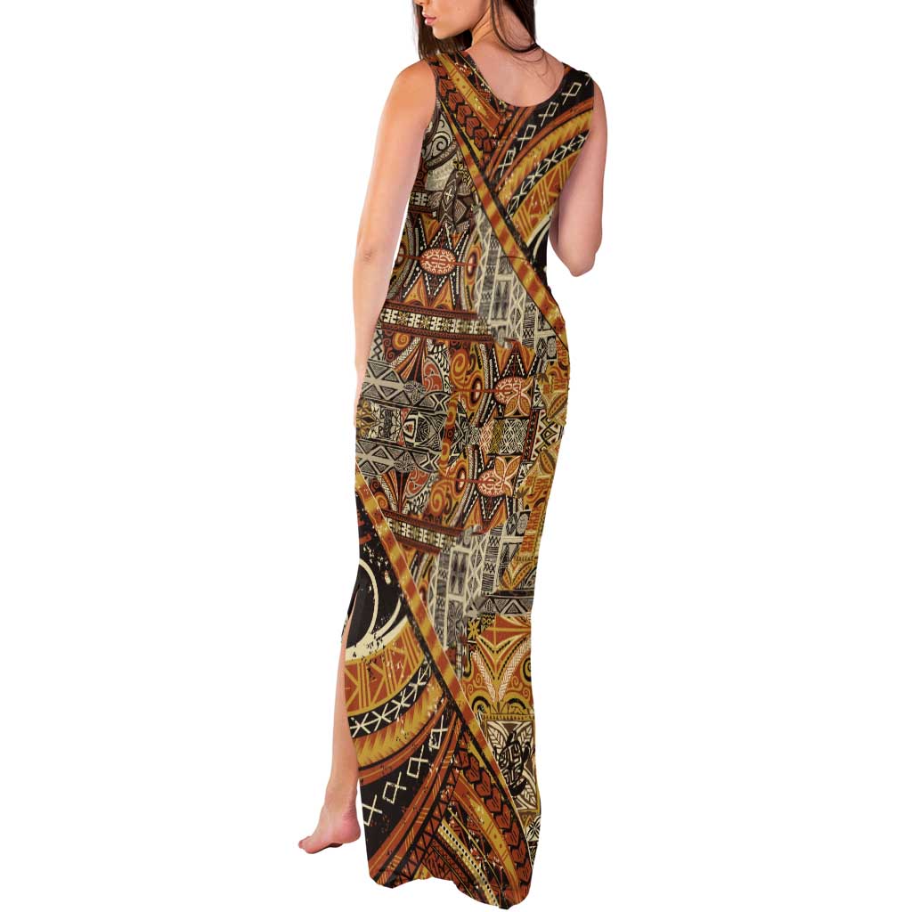 Hawaiian Style Tapa Tank Maxi Dress Vintage Seamless Pattern LT9 - Polynesian Pride