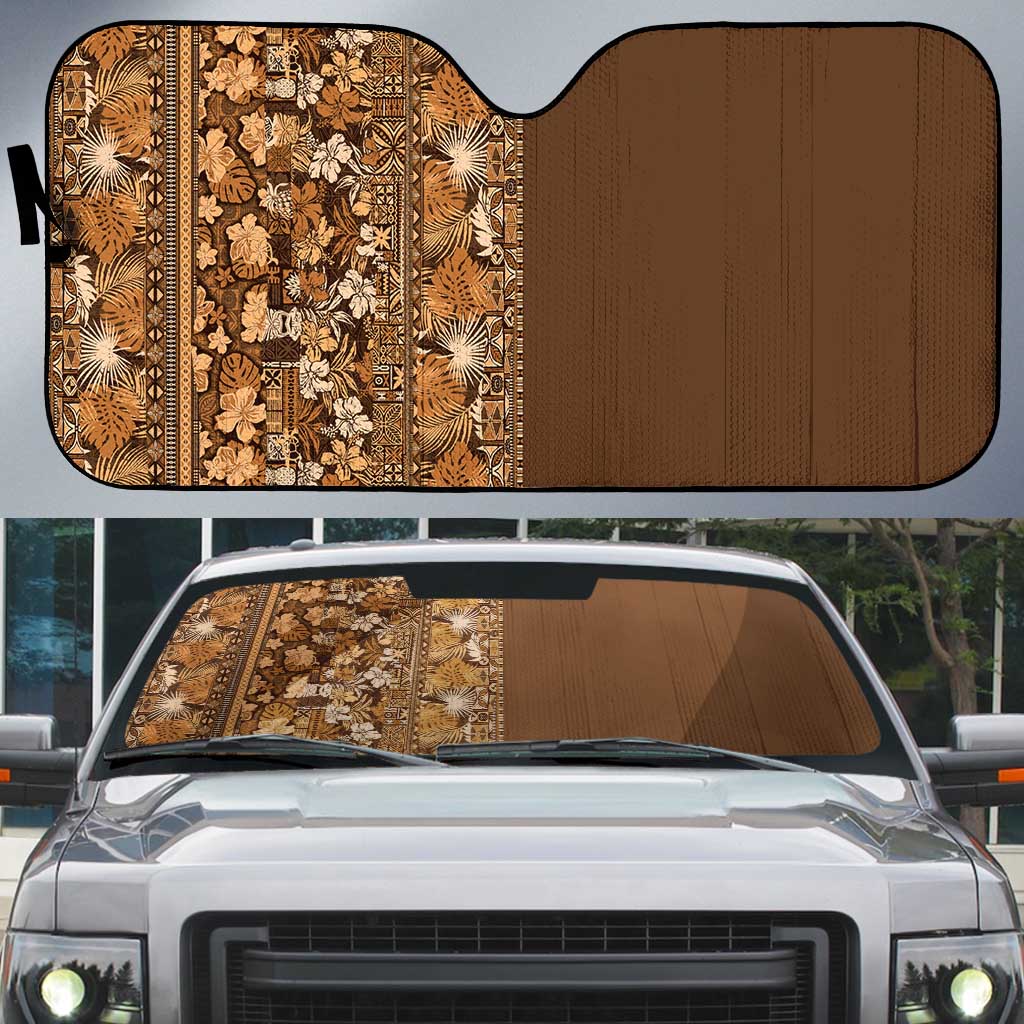 Hawaiian Tribal Elements Hibiscus Auto Sun Shade Gold Pattern LT9 Gold - Polynesian Pride