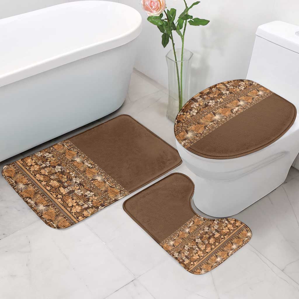 Hawaiian Tribal Elements Hibiscus Bathroom Set Gold Pattern - Polynesian Pride