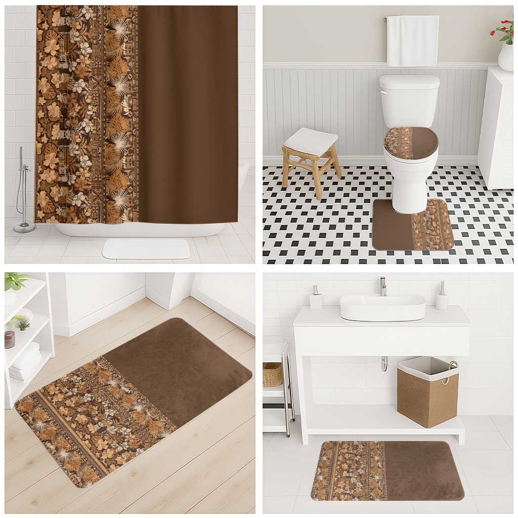 Hawaiian Tribal Elements Hibiscus Bathroom Set Gold Pattern - Polynesian Pride
