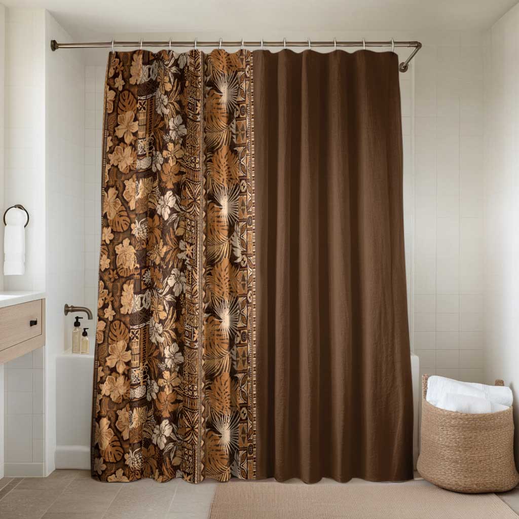 Hawaiian Tribal Elements Hibiscus Bathroom Set Gold Pattern - Polynesian Pride