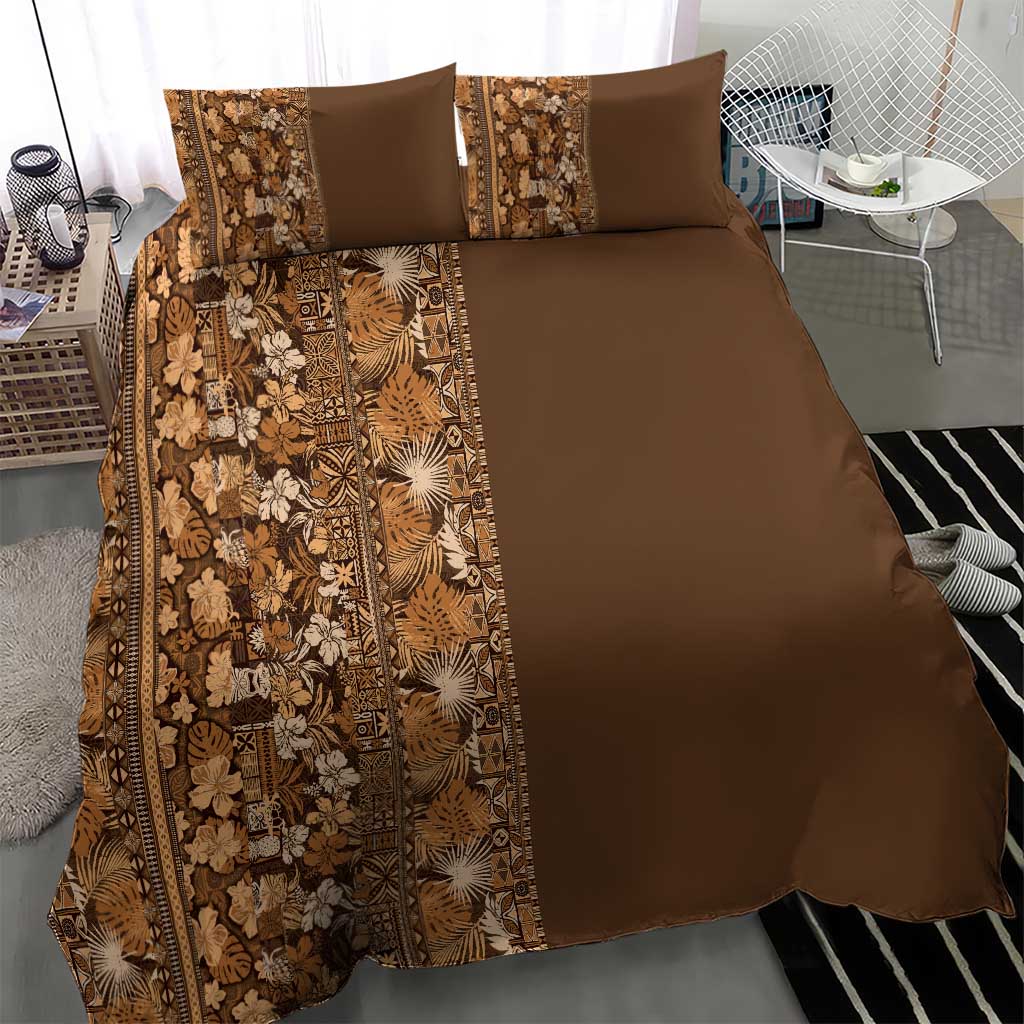 Hawaiian Tribal Elements Hibiscus Bedding Set Gold Pattern - Polynesian Pride
