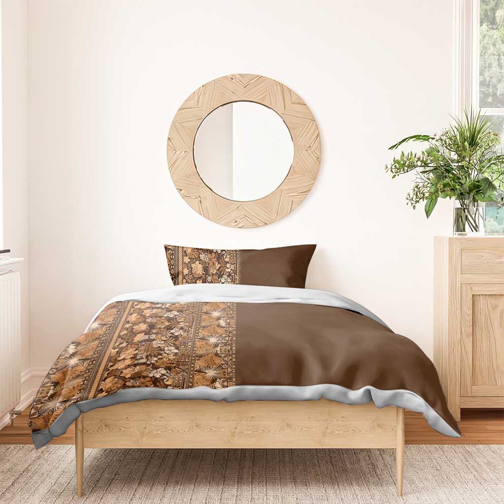 Hawaiian Tribal Elements Hibiscus Bedding Set Gold Pattern - Polynesian Pride