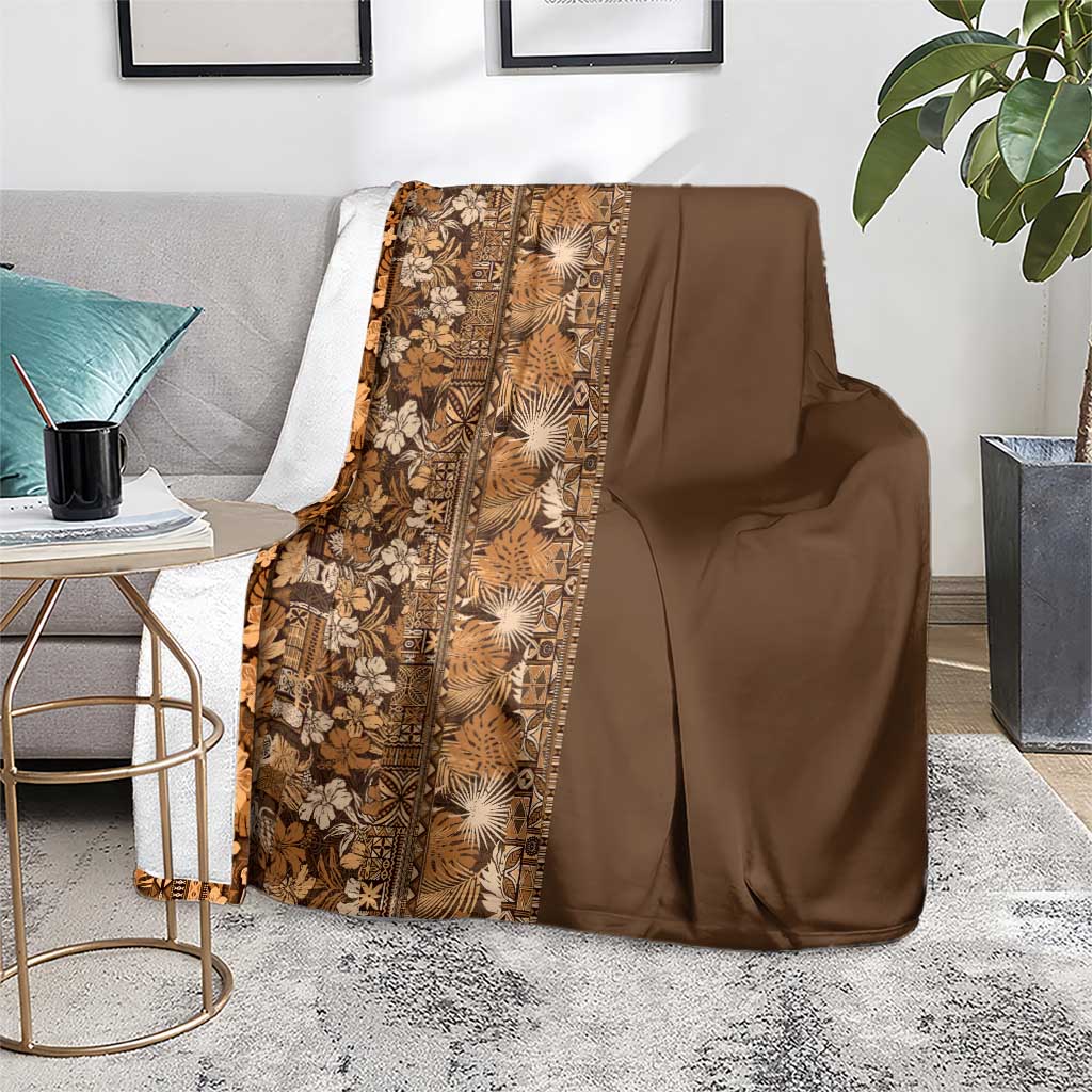 Hawaiian Tribal Elements Hibiscus Blanket Gold Pattern - Polynesian Pride