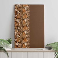 Hawaiian Tribal Elements Hibiscus Canvas Wall Art Gold Pattern - Polynesian Pride